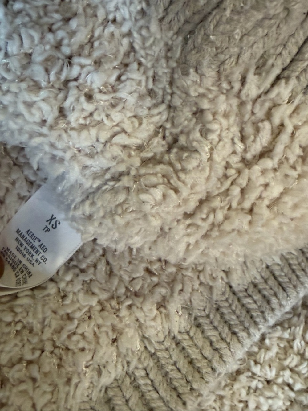 aerie Cream Sherpa Zip Pullover - Picture 8 of 10